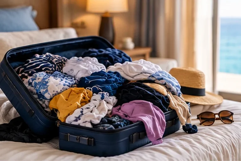 Mala aberta com roupas depois de uma viagem